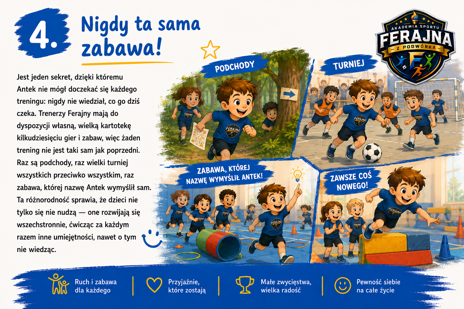 Historia Antka, część 4: Nigdy ta sama zabawa — różnorodne zajęcia sportowe dla dzieci