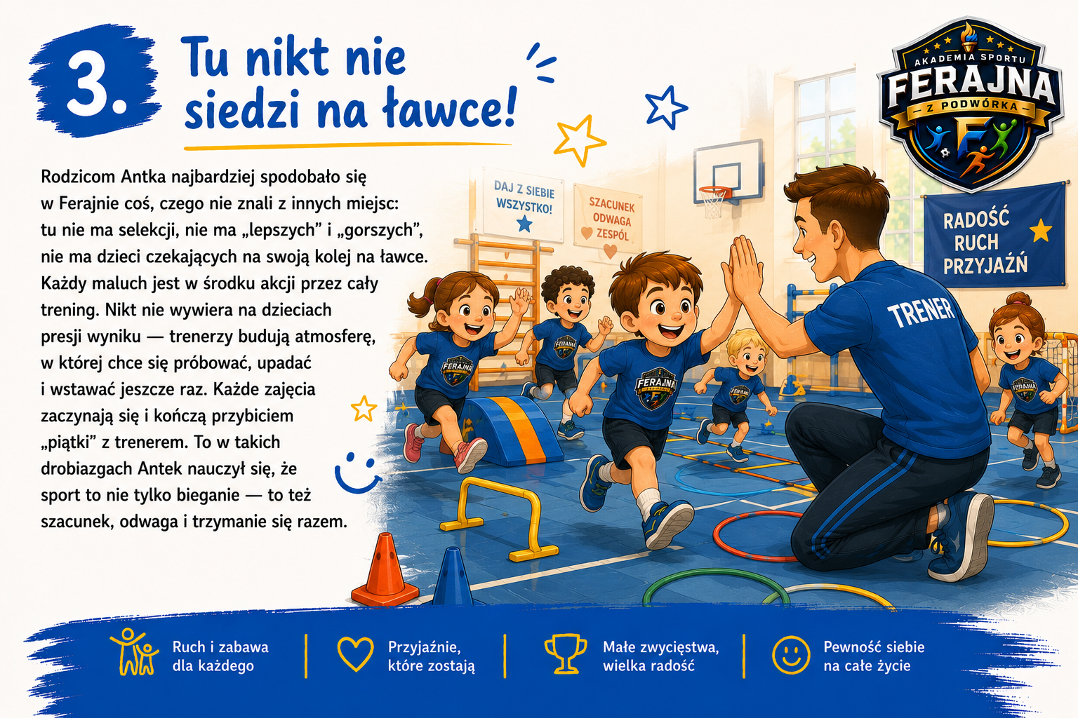 Historia Antka, część 3: Tu nikt nie siedzi na ławce — w Ferajnie ćwiczą wszystkie dzieci