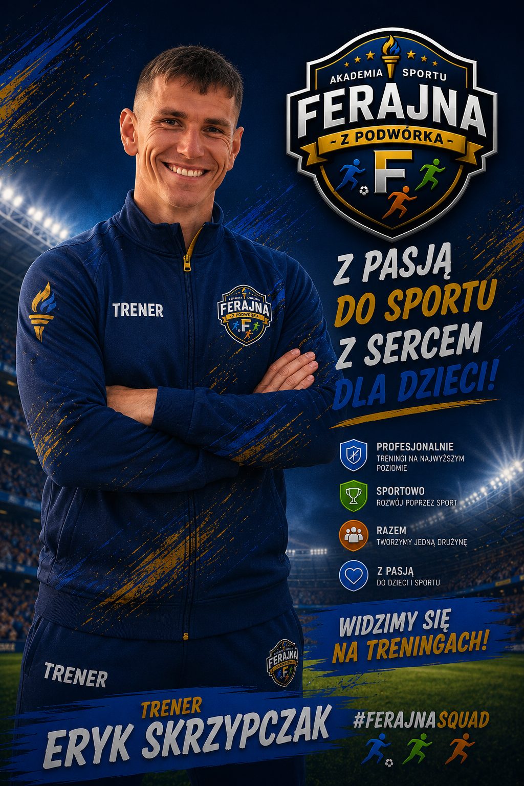 Eryk Skrzypczak — trener Akademii Sportu Ferajna z Podwórka